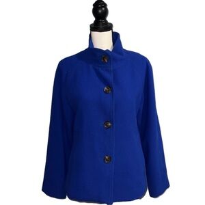 Evan picone- blue button up coat